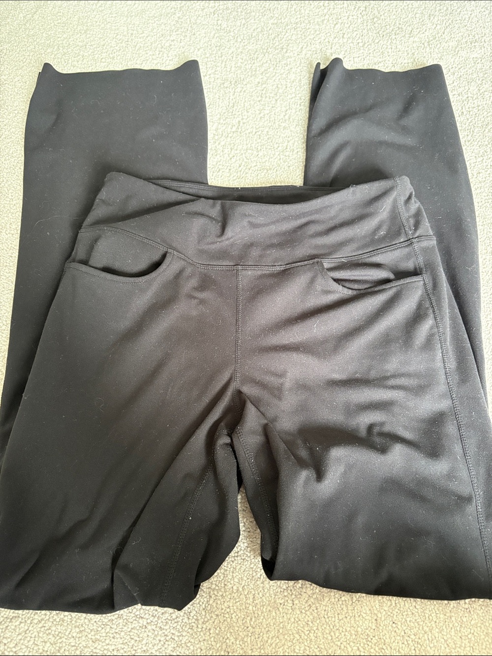High-Rise Black Boot-Cut Leggings with Pockets